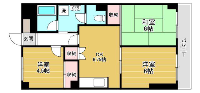 大川マンション(3DK/2階)の間取り写真