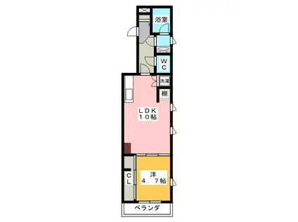 PALCON天王町(1LDK/3階)の間取り写真