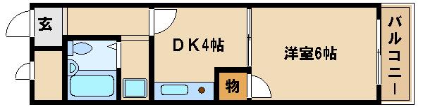 シャトルウッド(1DK/1階)の間取り写真