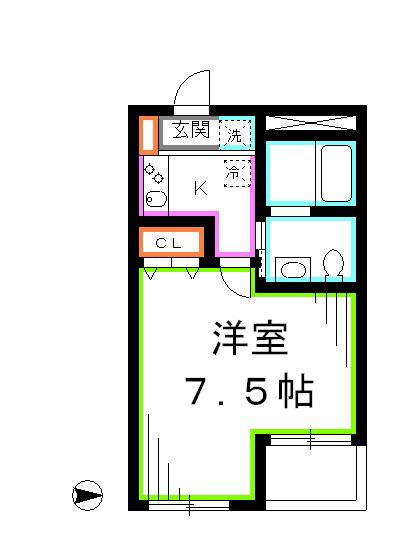 プログレッソ三鷹(1K/1階)の間取り写真