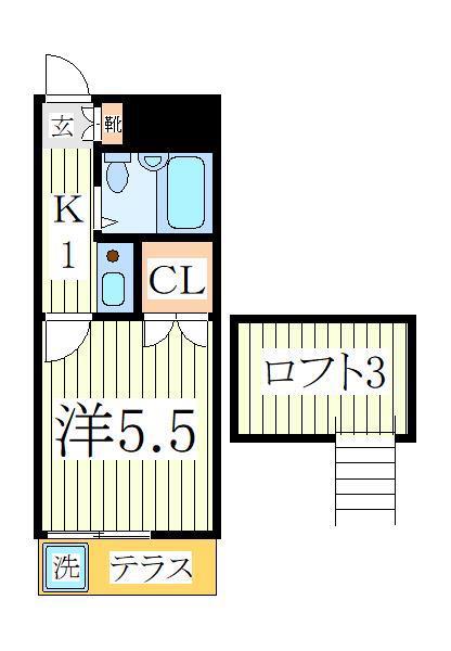 セフィール北柏(1K/2階)の間取り写真