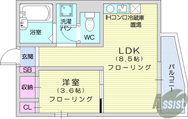 グローリィハイツNO.5(1LDK/2階)の間取り写真
