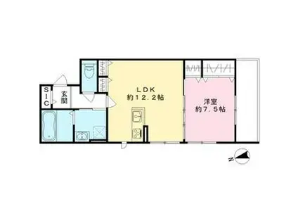 CASA PINO SOLO(1LDK/1階)の間取り写真