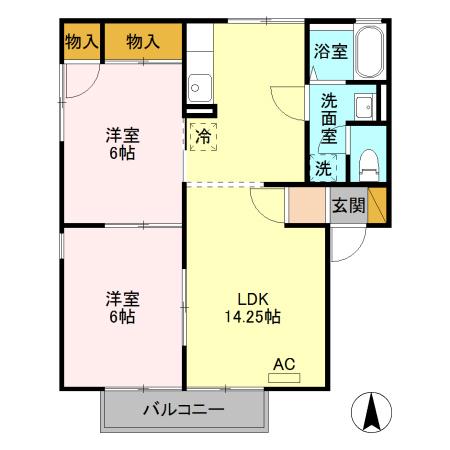 コンフォールA(2LDK/2階)の間取り写真