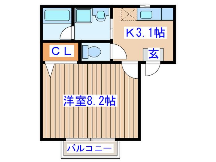 グリンゲイブル小田原(1K/2階)の間取り写真
