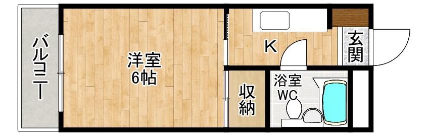 レジデンス馬借(1K/3階)の間取り写真
