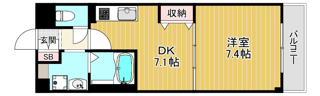 メゾンバイタルD棟(1DK/3階)の間取り写真