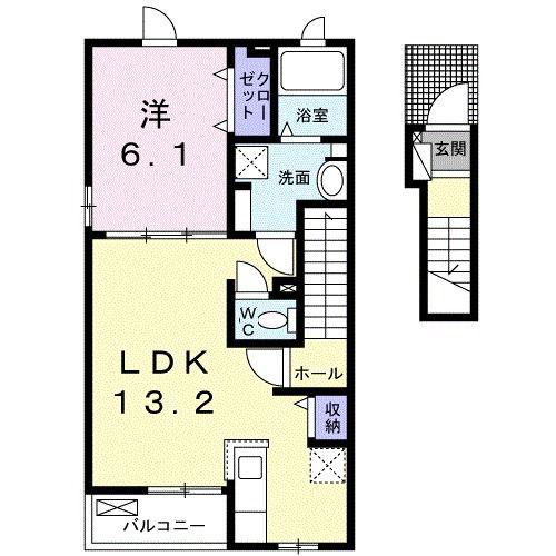 ソルフィオーレ I(1LDK/2階)の間取り写真