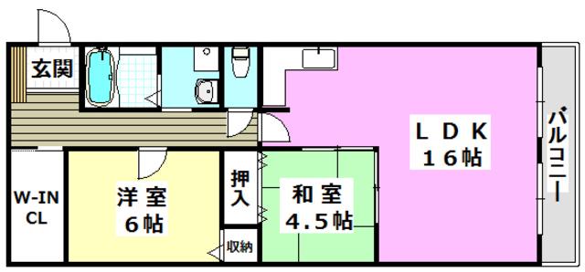 ハイグレード春日(2LDK/2階)の間取り写真