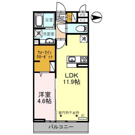 ルピナスV(1LDK/2階)の間取り写真