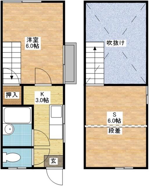 シャトル清水(1SK/2階)の間取り写真