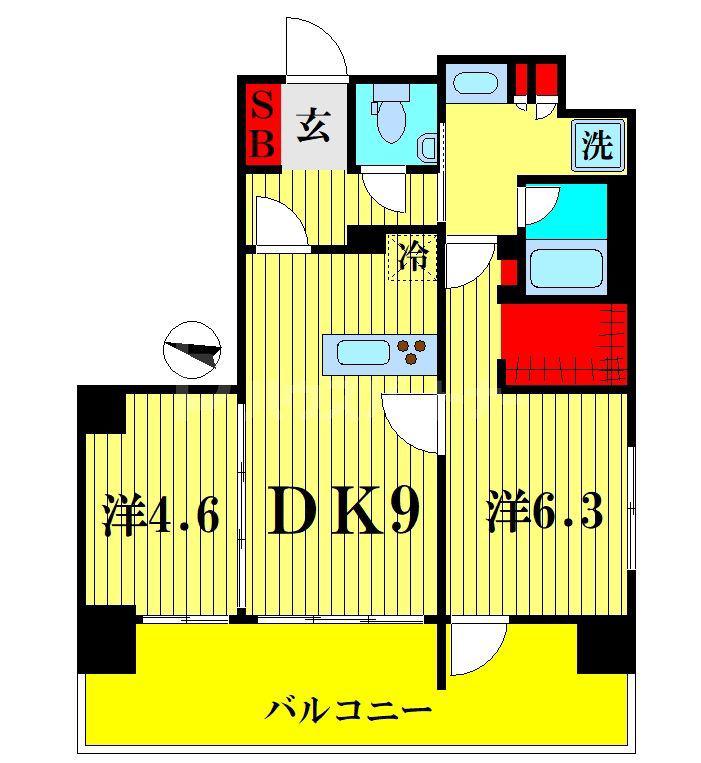 リテラス押上(2DK/7階)の間取り写真