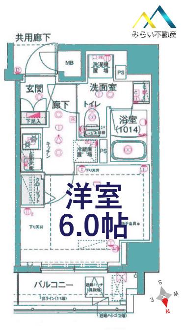 SQUARE CITY KAWASAKI HIGASHIDACHO(1K/9階)の間取り写真