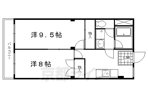 シュタインハウス(2DK/2階)の間取り写真