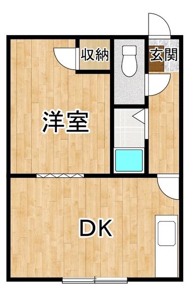 レジデンス(1DK/4階)の間取り写真