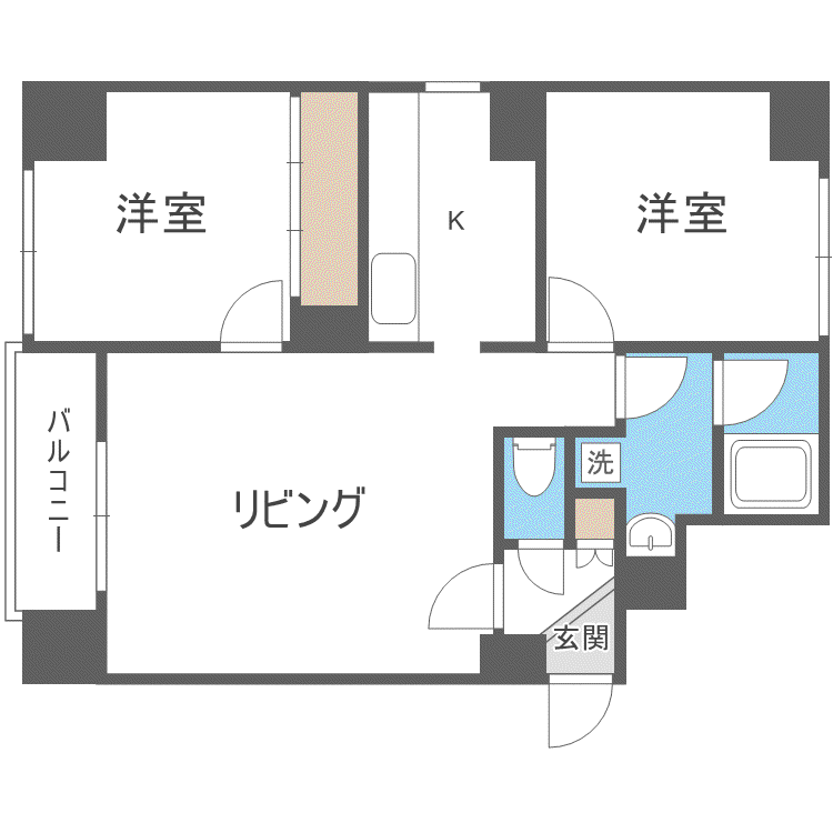 コートロティ石山(2LDK/1階)の間取り写真