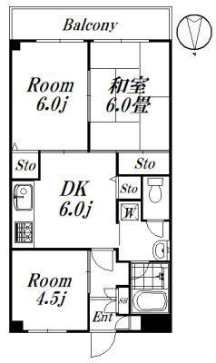 ヒルトップマンション(3DK/2階)の間取り写真
