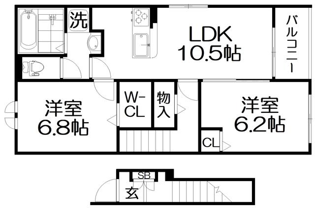 ラ・メゾン・セレニテ(2LDK/1階)の間取り写真