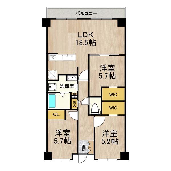 PHOENIX COURT 交野II(3LDK/2階)の間取り写真