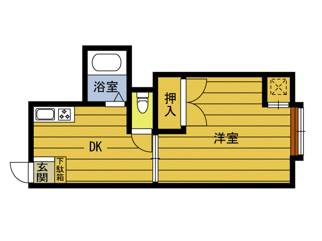 パークヒルズ南太平寺II(1DK/1階)の間取り写真
