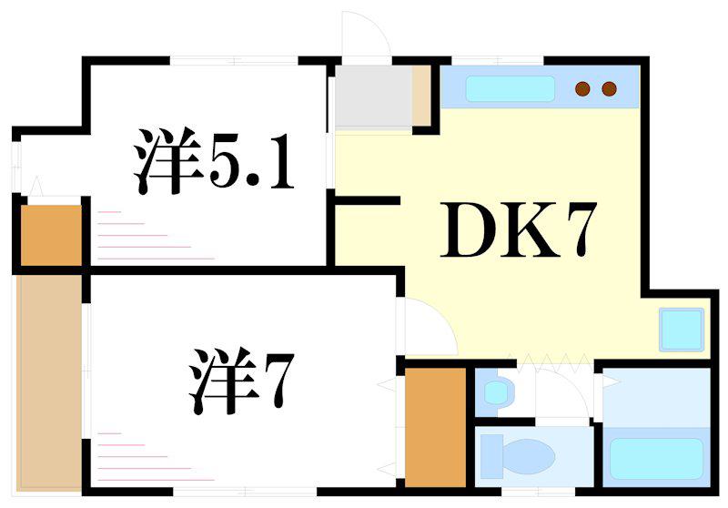 都営新宿線 瑞江駅 徒歩13分 2階建 築37年(2DK/1階)の間取り写真