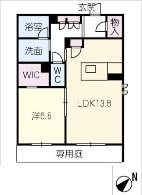 ハレレア(1LDK/1階)の間取り写真