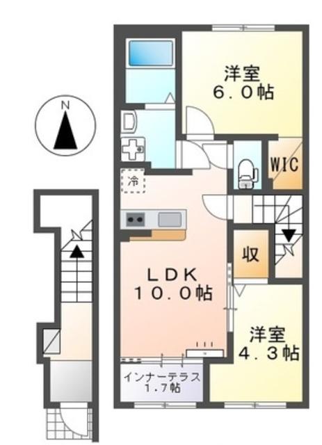 メゾン ヴェルト(2LDK/2階)の間取り写真