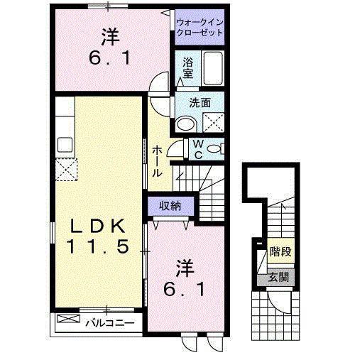 プランドール・ヴィラ(2LDK/2階)の間取り写真