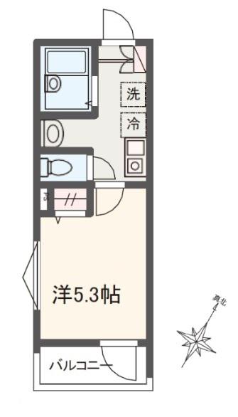 MELDIAみのり台II(1K/1階)の間取り写真