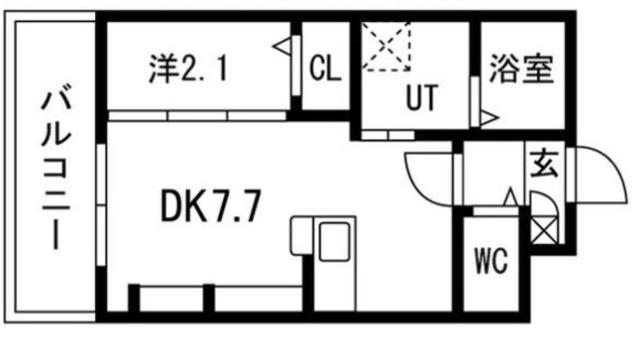 九間町シーエム・サンク(1DK/3階)の間取り写真