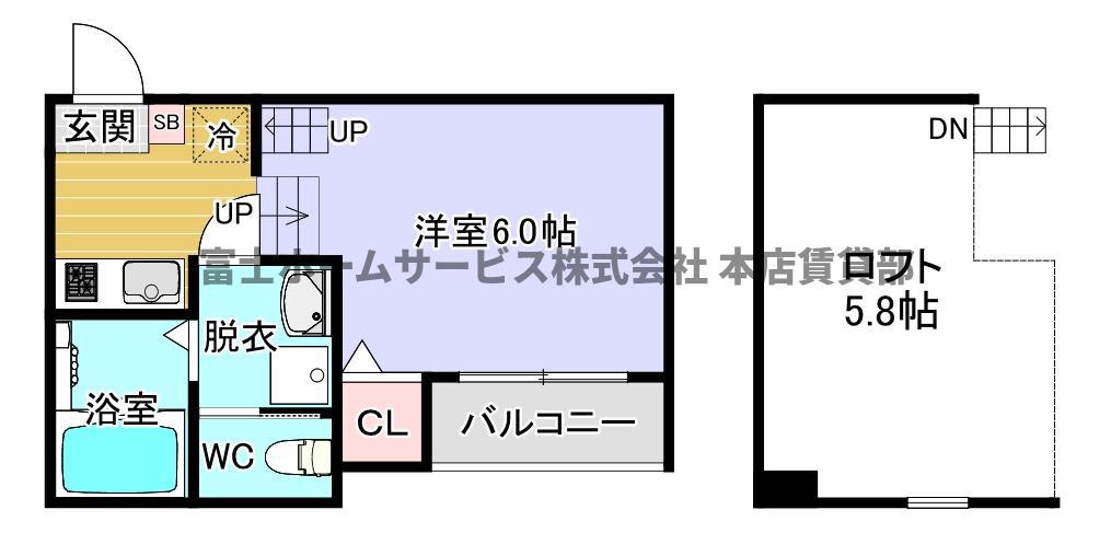 ハーモニーテラス墨江II(1K/2階)の間取り写真