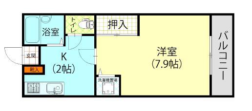 サンパティーク上之園(1K/2階)の間取り写真