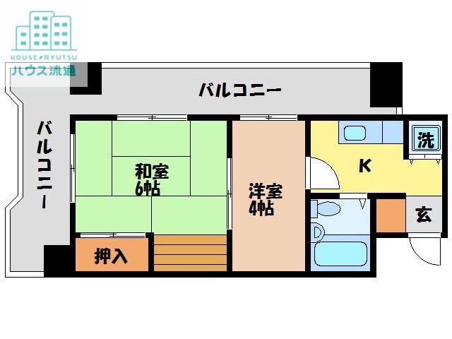 キャスティール五島町(2K/6階)の間取り写真