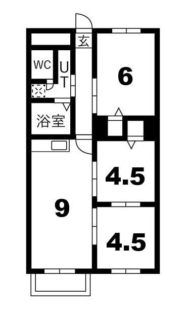 ウエストビル(3DK/8階)の間取り写真