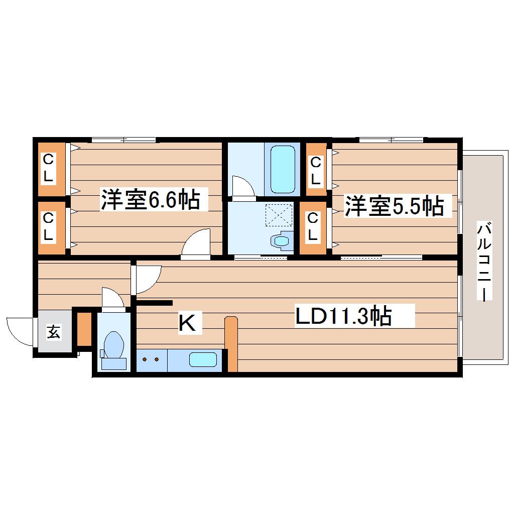 SーFORT泉中央(2LDK/1階)の間取り写真