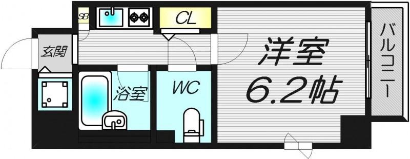 パラシオ塚本II2号棟(1K/6階)の間取り写真