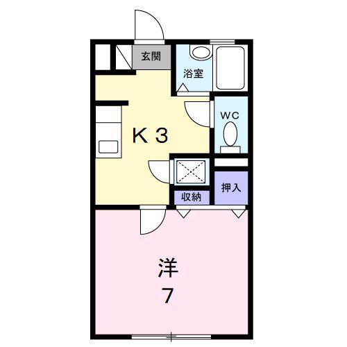 メゾンパークスA(1K/1階)の間取り写真