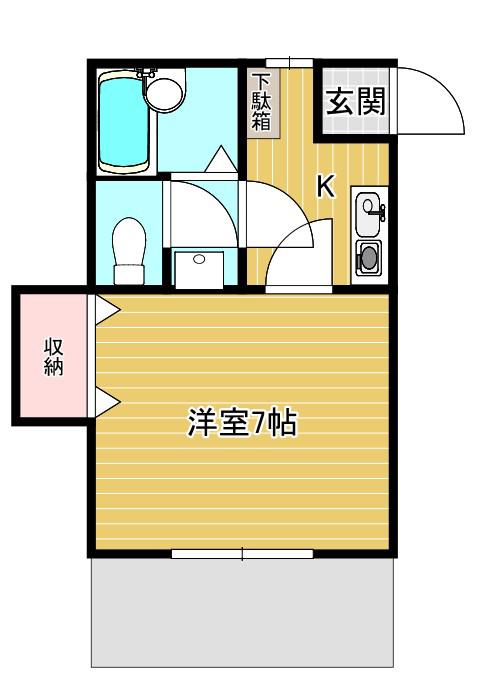宍倉荘(1K/1階)の間取り写真
