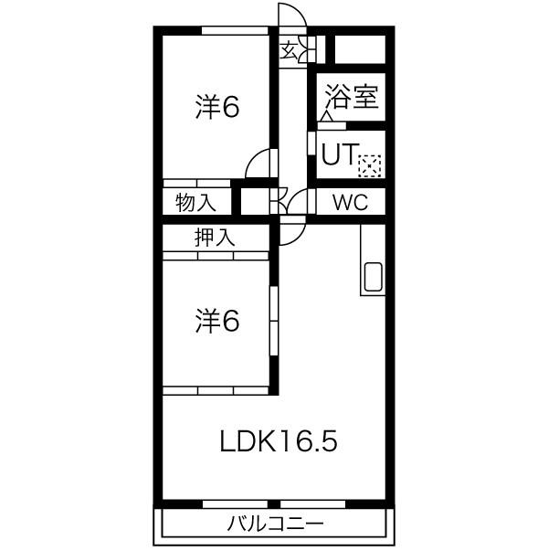 メゾン・ド・ベル滝の原(2LDK/3階)の間取り写真