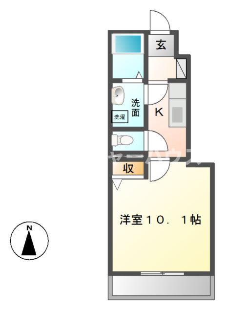 メープルタウン A棟(1K/1階)の間取り写真