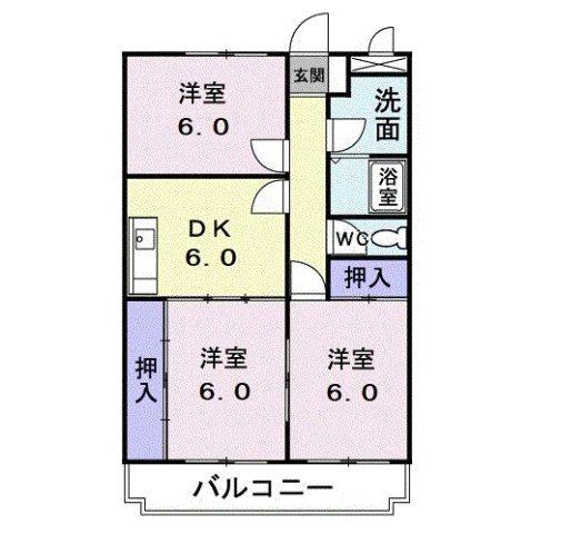 ブランシェ海老名(3DK/1階)の間取り写真