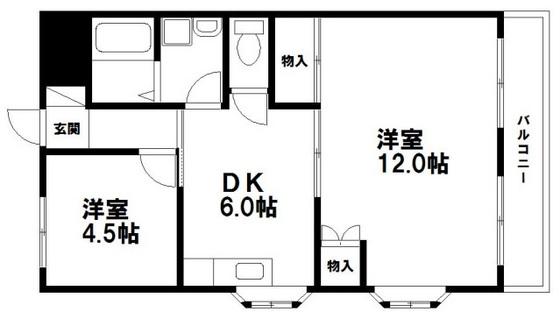 大和ビル(2DK/4階)の間取り写真