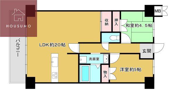 ディオフェルティー石切(2LDK/7階)の間取り写真