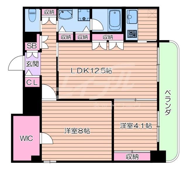 アスール江坂3RD(2LDK/14階)の間取り写真