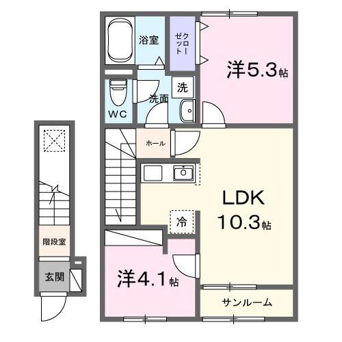 M&S I(2LDK/2階)の間取り写真