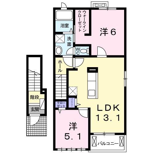 パティオ(2LDK/2階)の間取り写真