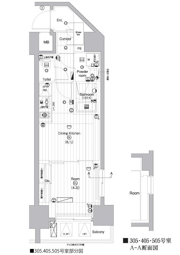 PREMIUM CUBE 亀戸(1DK/3階)の間取り写真