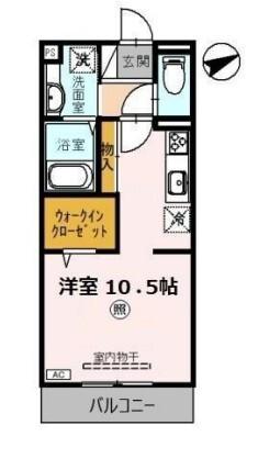 D-ROOM FLOWER(ワンルーム/2階)の間取り写真