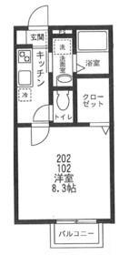 サニーヒルズⅡ(1K/1階)の間取り写真