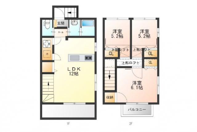 八重瀬共同(3LDK/1階)の間取り写真